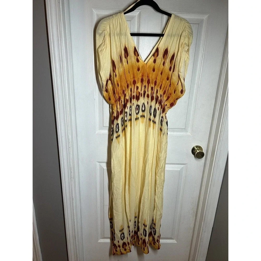 NWT Agua Bendita Lyra leva ivory one size dress rayon cream orange - Picture 10 of 13